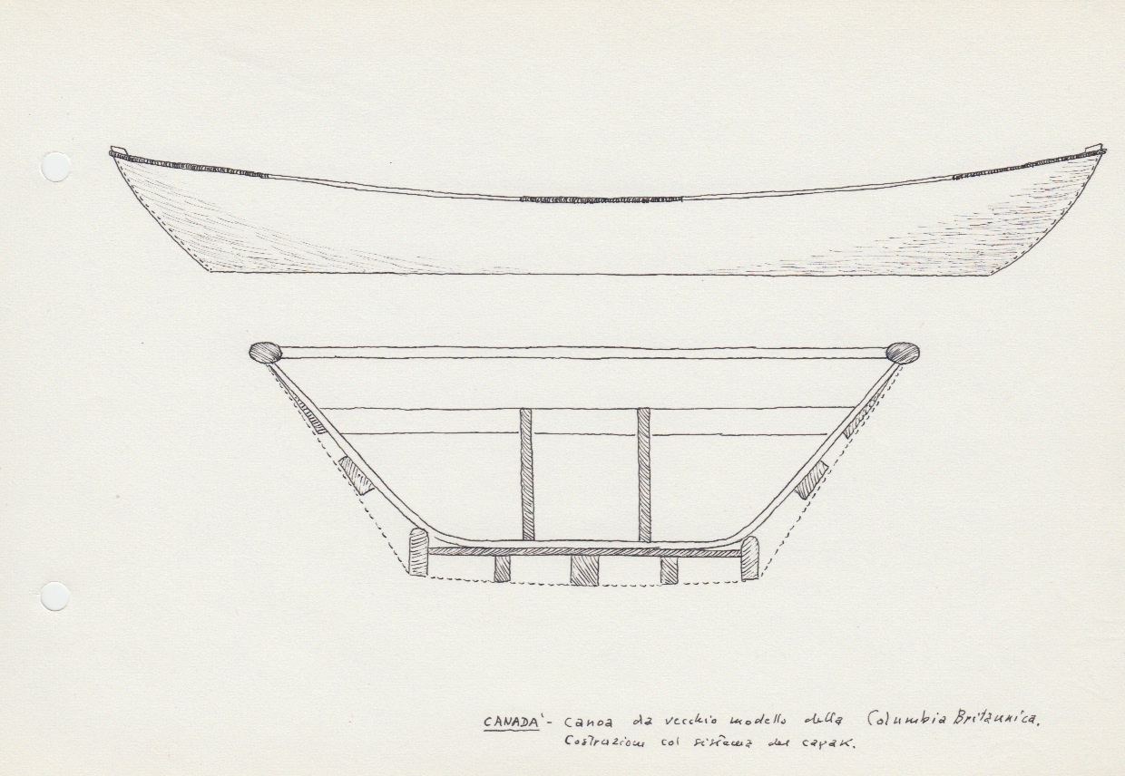 064 Canada - canoa da vecchio modello della Columbia Britannica - costruzione col sistema kayak